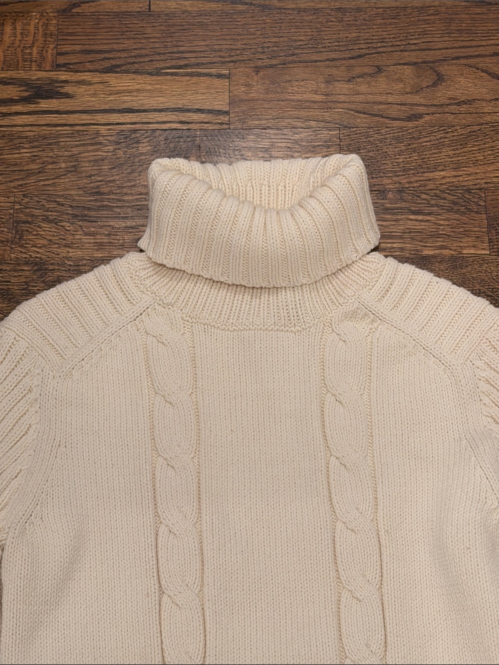 Tommy Hilfiger Cream Cable-Knit Turtleneck Sweater - Picture 2 of 9